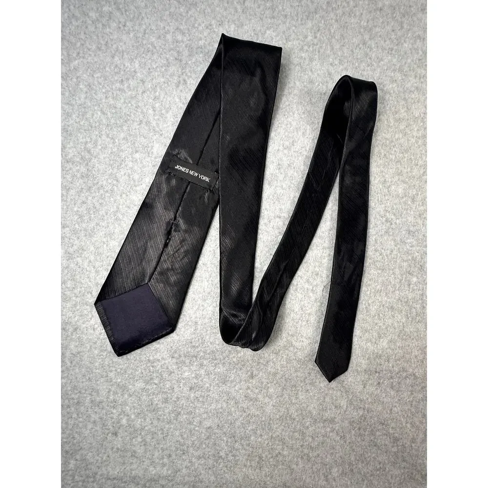 Jones New York Necktie Black Textured Silk Classic Fit